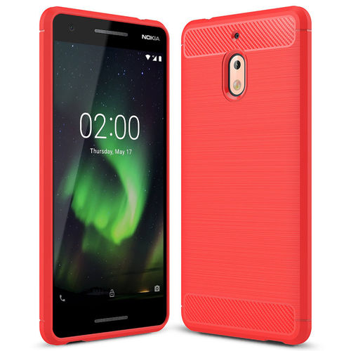 Flexi Slim Carbon Fibre Case for Nokia 2.1 - Brushed Red